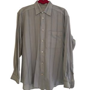 Ermenegildo Zegna Grey Shadow Stripe Cotton Shirt M
